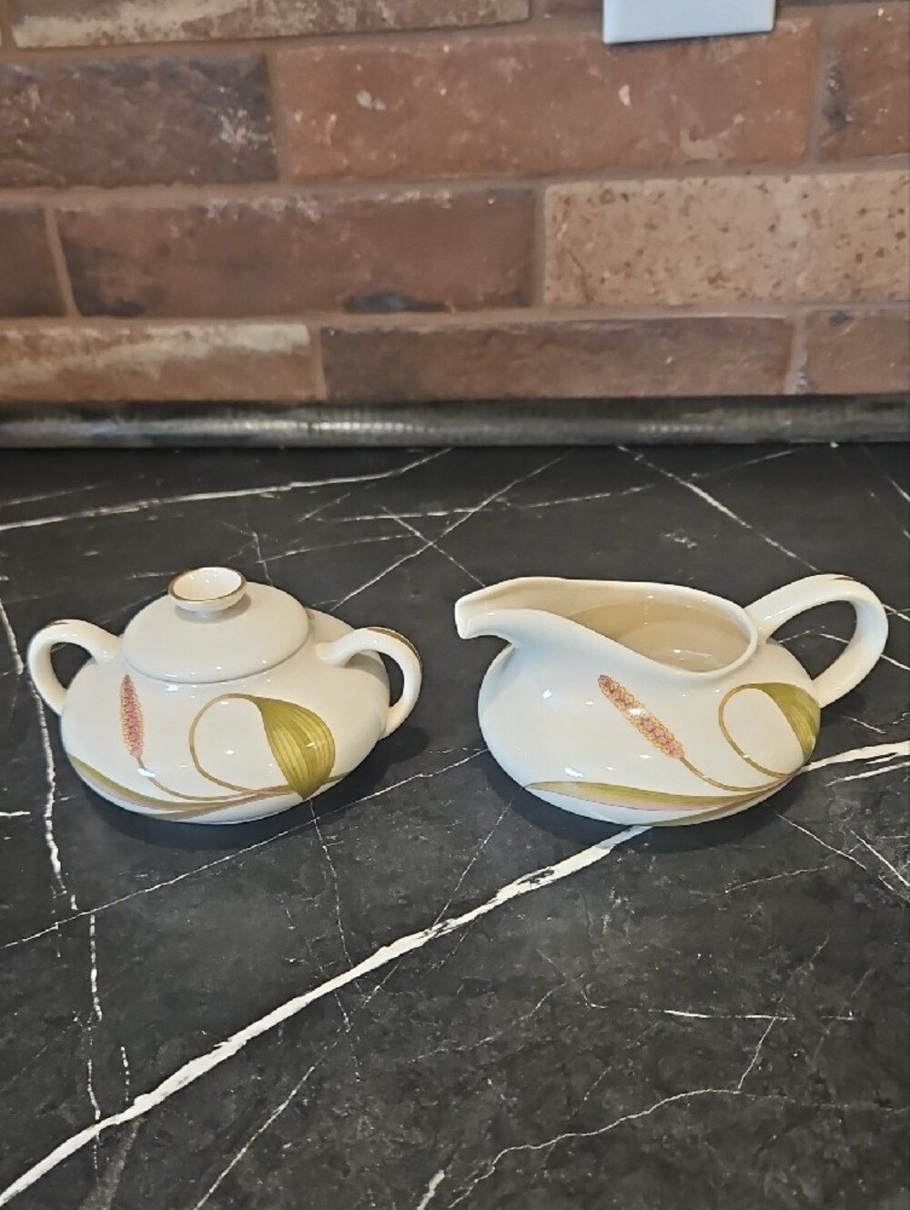 Franciscan Ivory and Gold Leaf Porcelain Tea Set - 6 Piece - Picture 5 of 6